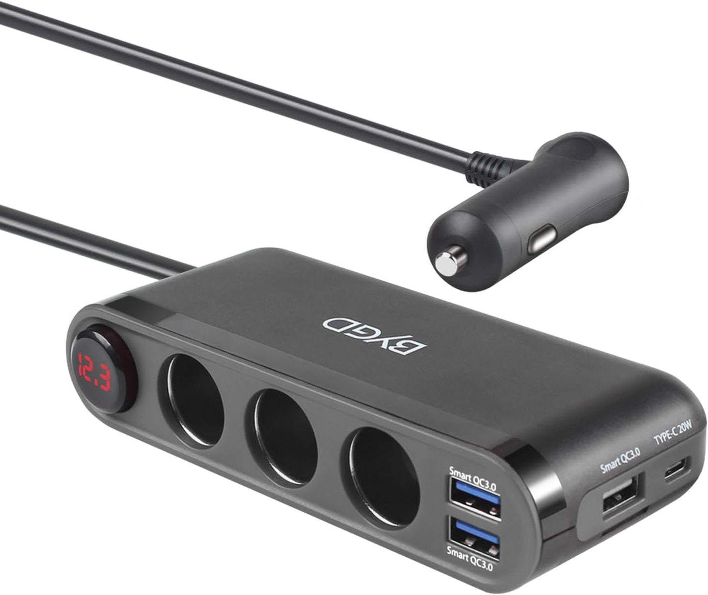 BYGD 20W High Power Car Cigarette Lighter Adapter Charger, Black NEW