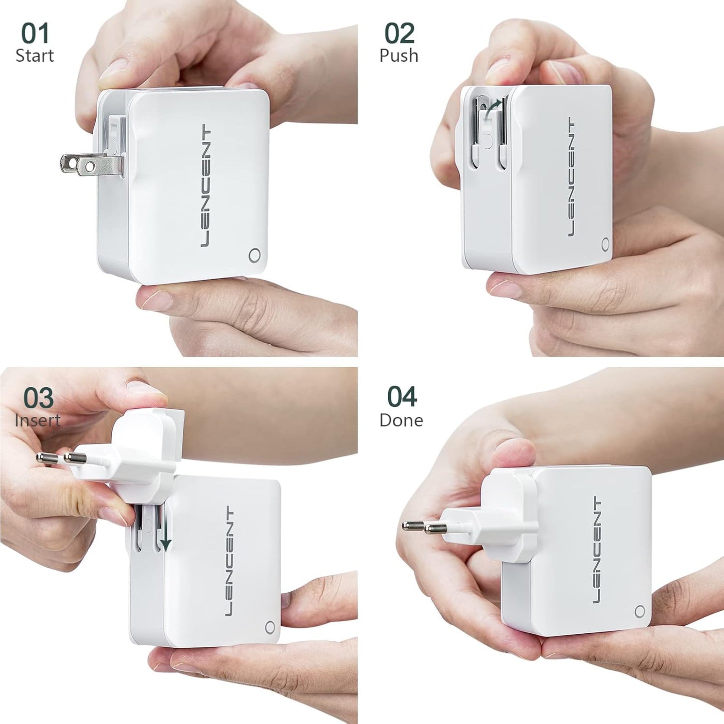 LENCENT 4-Port Mains Chargers Universal Travel Adapter Charger 22W/5V 4.4A NEW