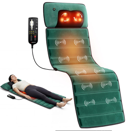 Himouta Full Body Vibration Massage Mat with Heat Detachable Pad Green NEW