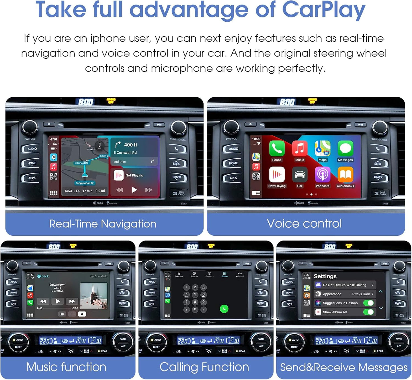 EZoneTronics Wireless CarPlay Adapter for Toyota Touch2 & Entune Radio NEW