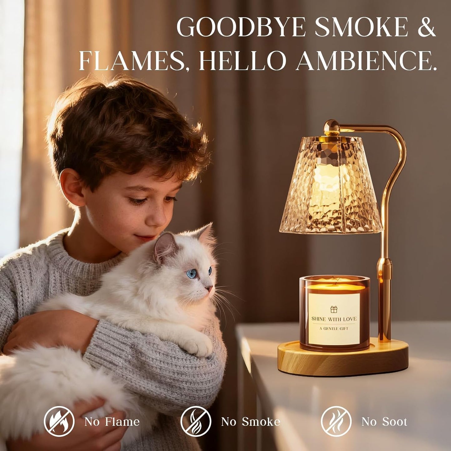 MOLDPOLD Amber Dimmable Table Lamp with Timer for Scented Wax Melts NEW