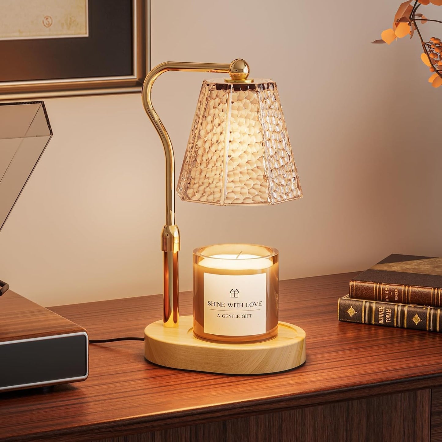 MOLDPOLD Amber Dimmable Table Lamp with Timer for Scented Wax Melts NEW