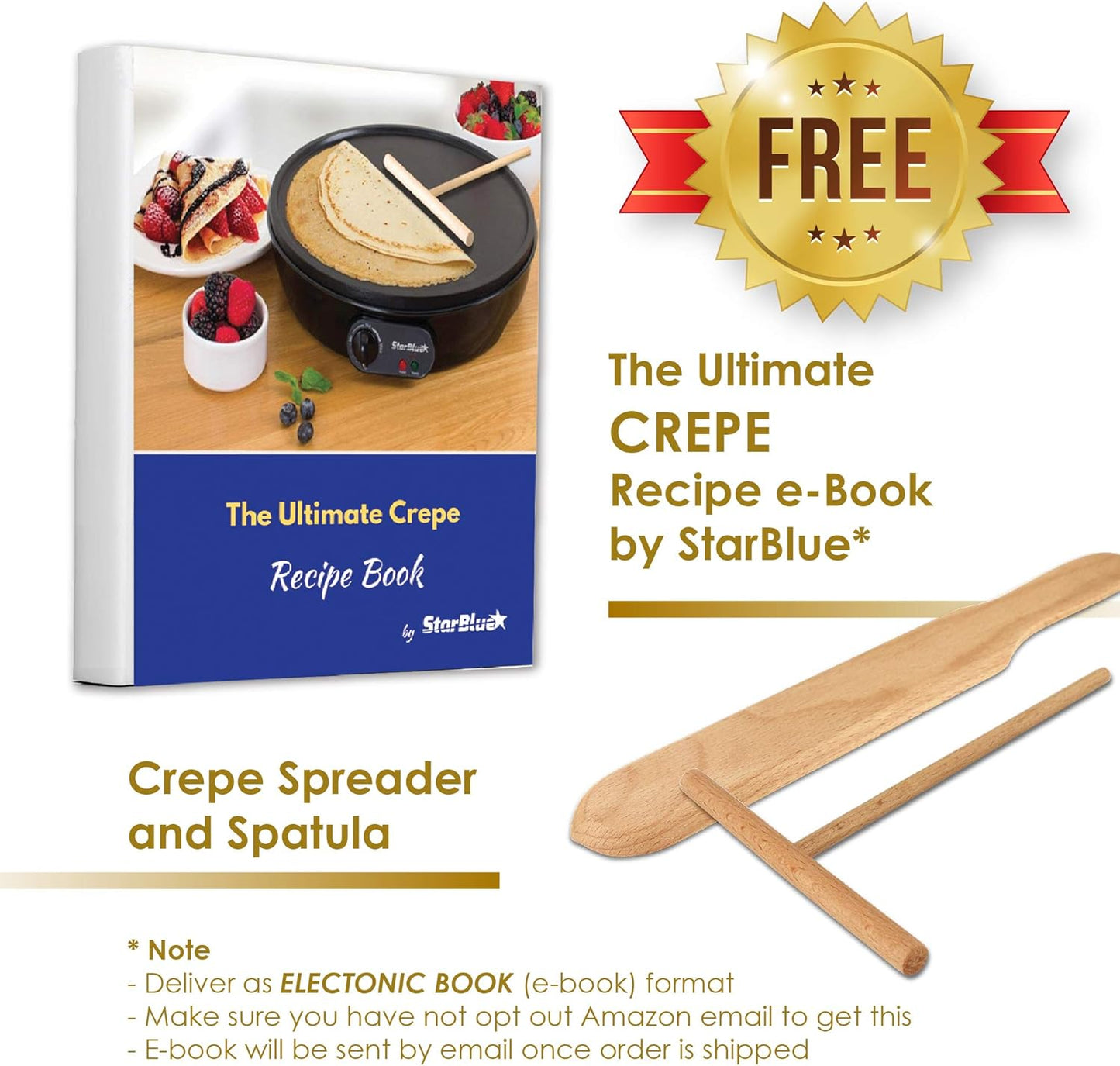 StarBlue White Electric Pancake & Crepe Maker Countertop Cooktop, 1200W DEMO