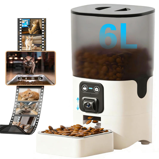 ALUCKKEY 6L Automatic Pet Feeder with Camera, Smart Dog Cat Dual Power DEMO