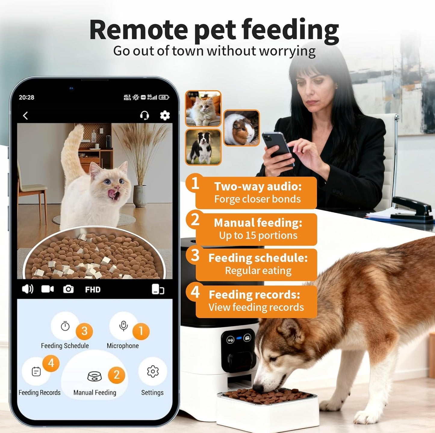 ALUCKKEY 6L Automatic Pet Feeder with Camera, Smart Dog Cat Dual Power DEMO