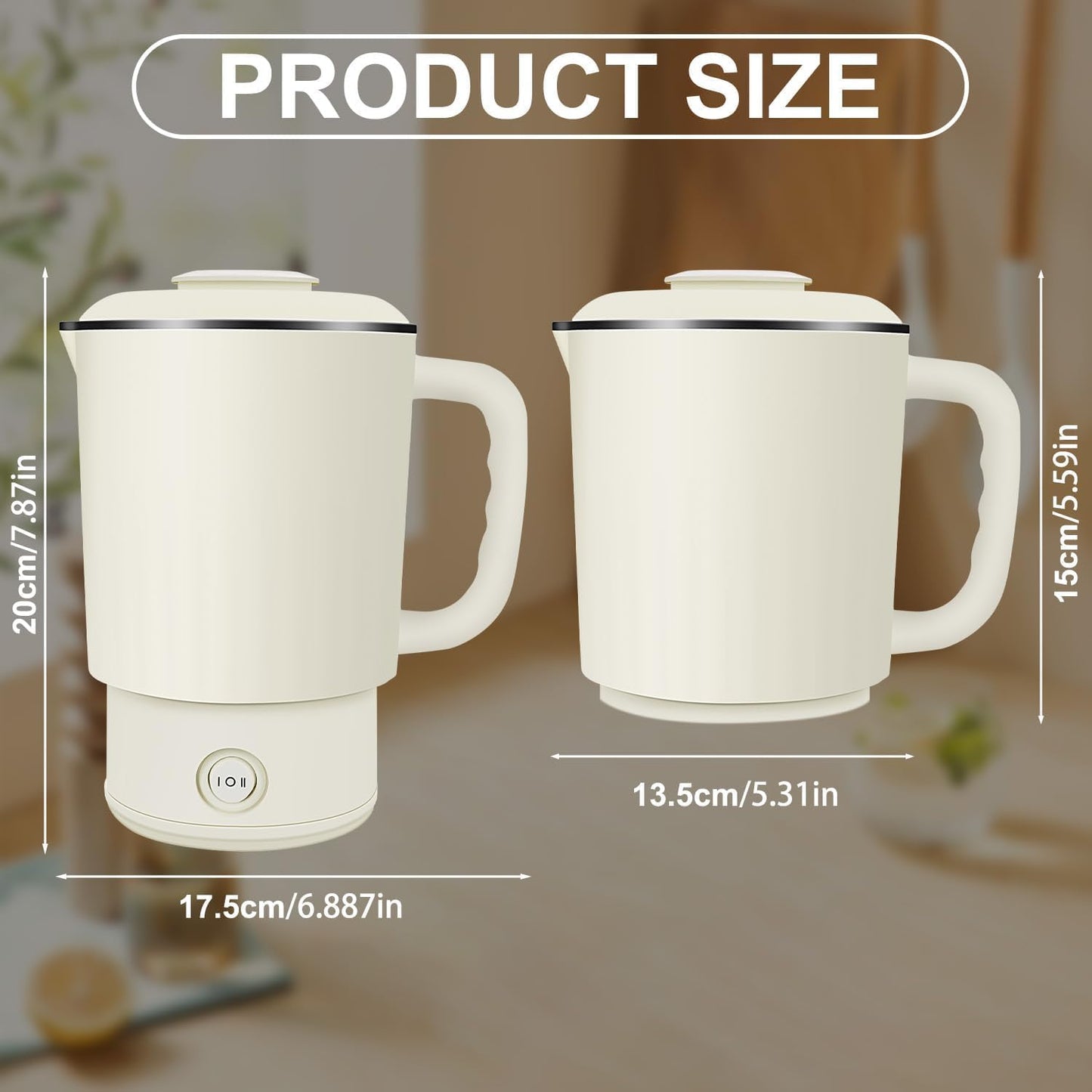 Necomi 0.8L Stainless Steel Electric Kettle, Portable White Boiler NEW