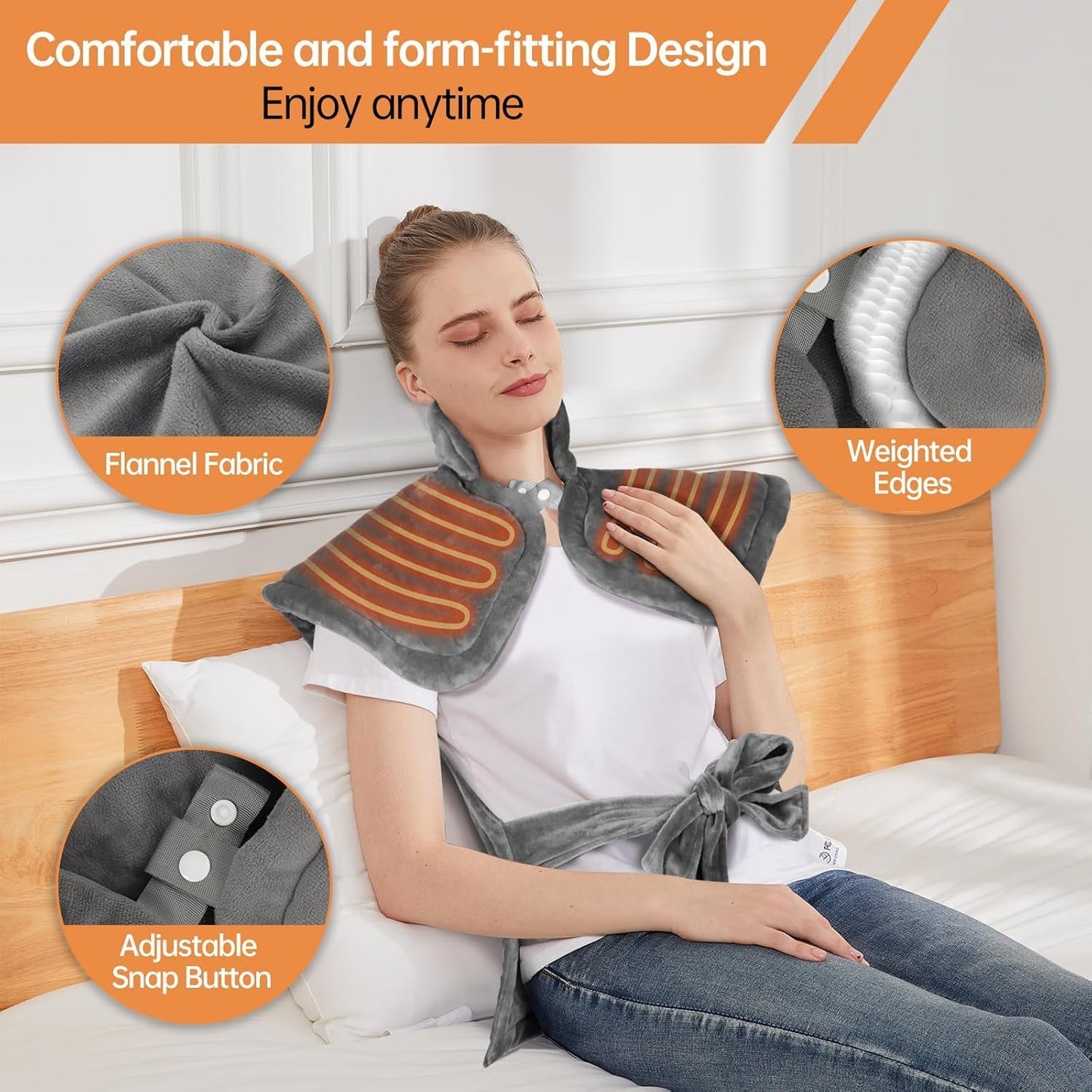 AERLANG Extra-Large Electric Heating Pad for Back, Neck and Shoulder Gray NEW