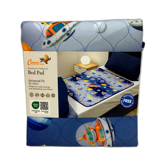 Conni Kids Absorbent Waterproof Bed Pad Space Theme Universal Fit 85x95cm NEW