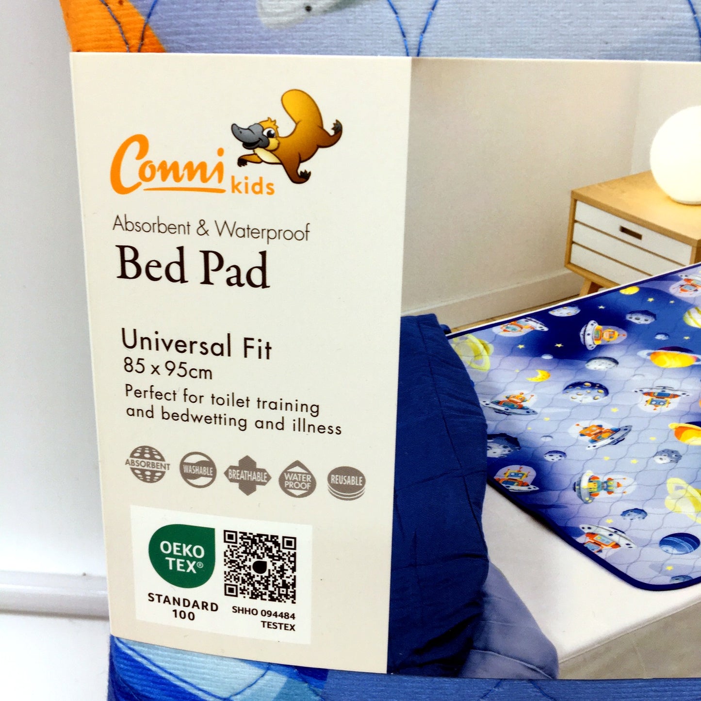 Conni Kids Absorbent Waterproof Bed Pad Space Theme Universal Fit 85x95cm NEW