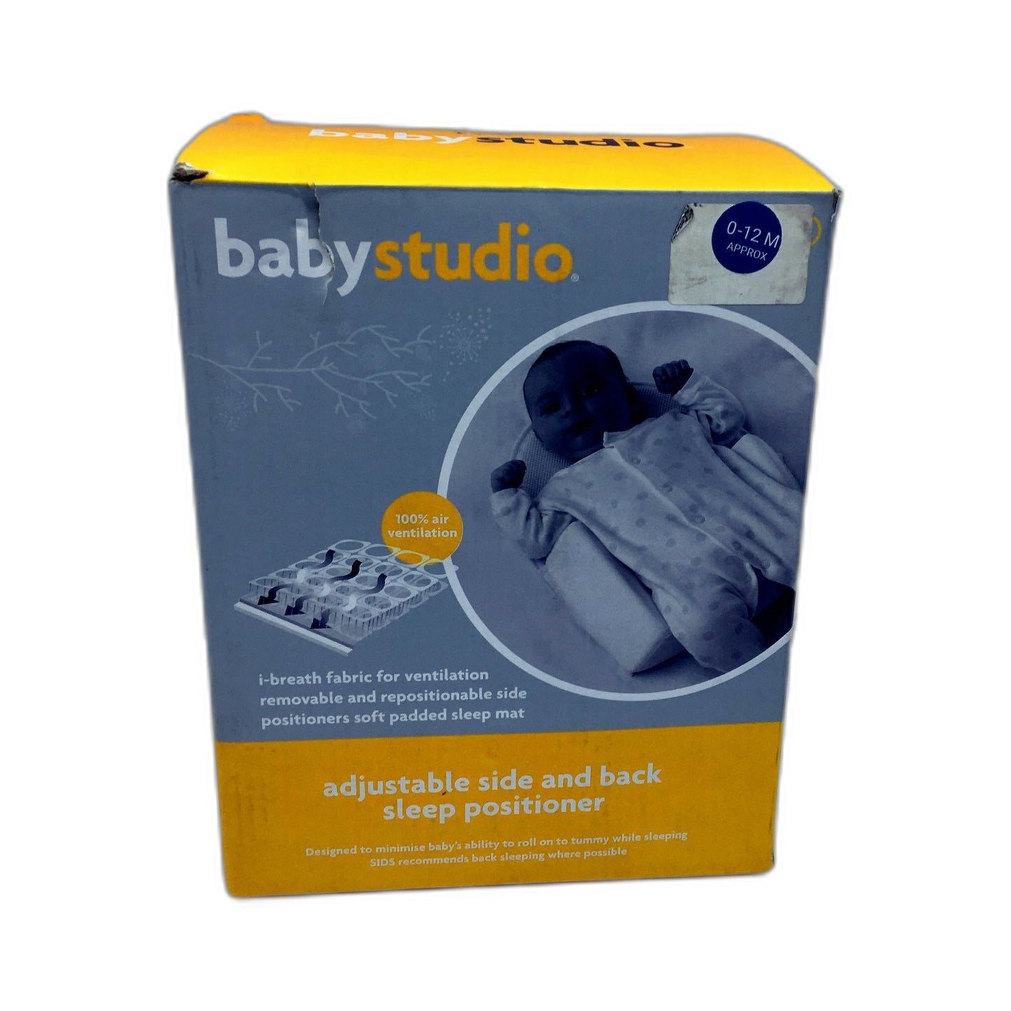 Baby Studio Unisex Adjustable Side and Back Sleep Positioner White NEW