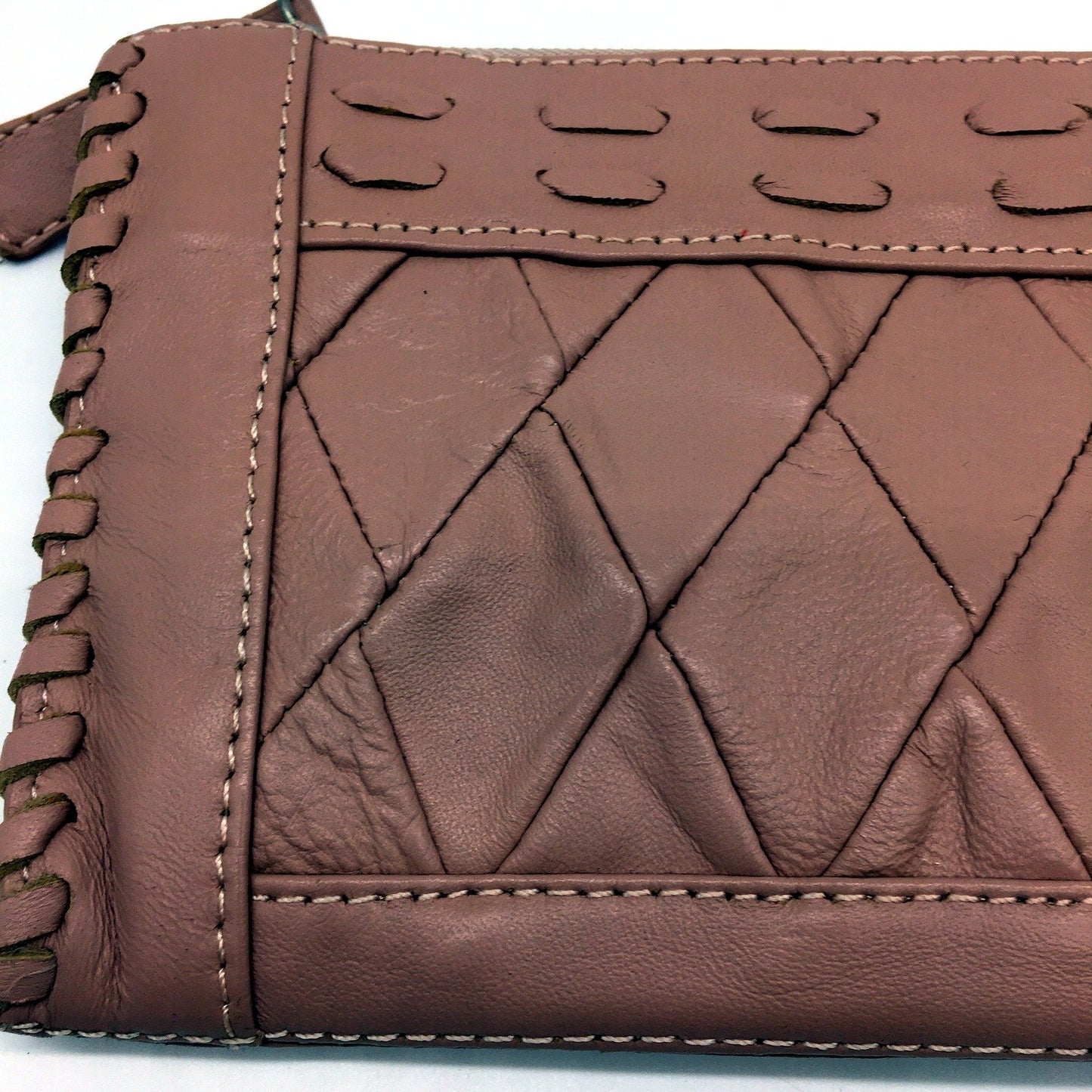 Poppy Green Pink Leather Clutch Bag for Women - Stylish Handbag Accessory NEW