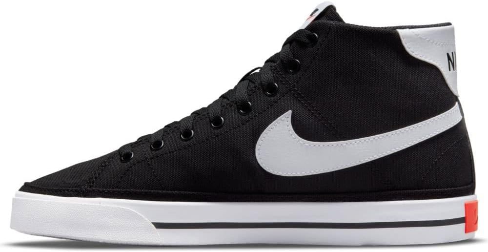 Nike Court Legacy Canvas Mid Black White Team Orange Trainers Youth US 9 NEW