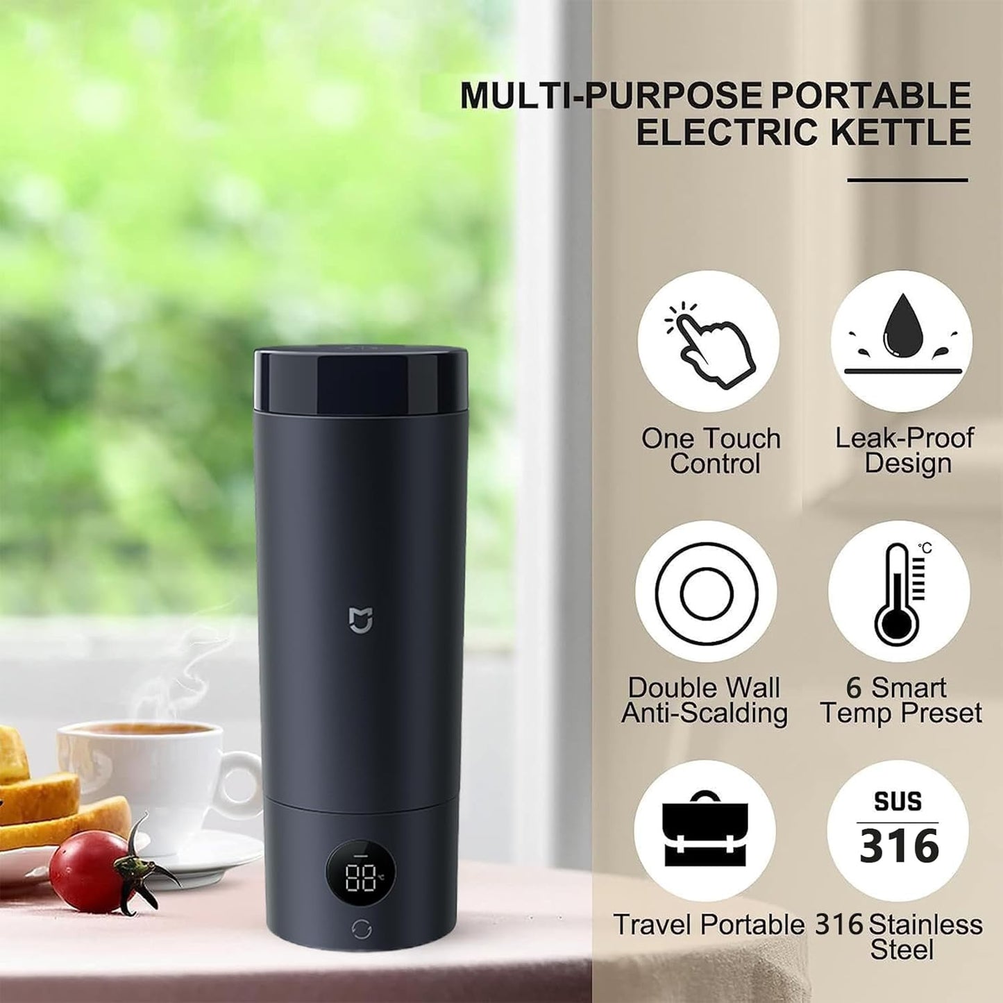 XMIHOME Portable Electric Kettle Navy Blue Small Hot Water Boiler 6 NEW