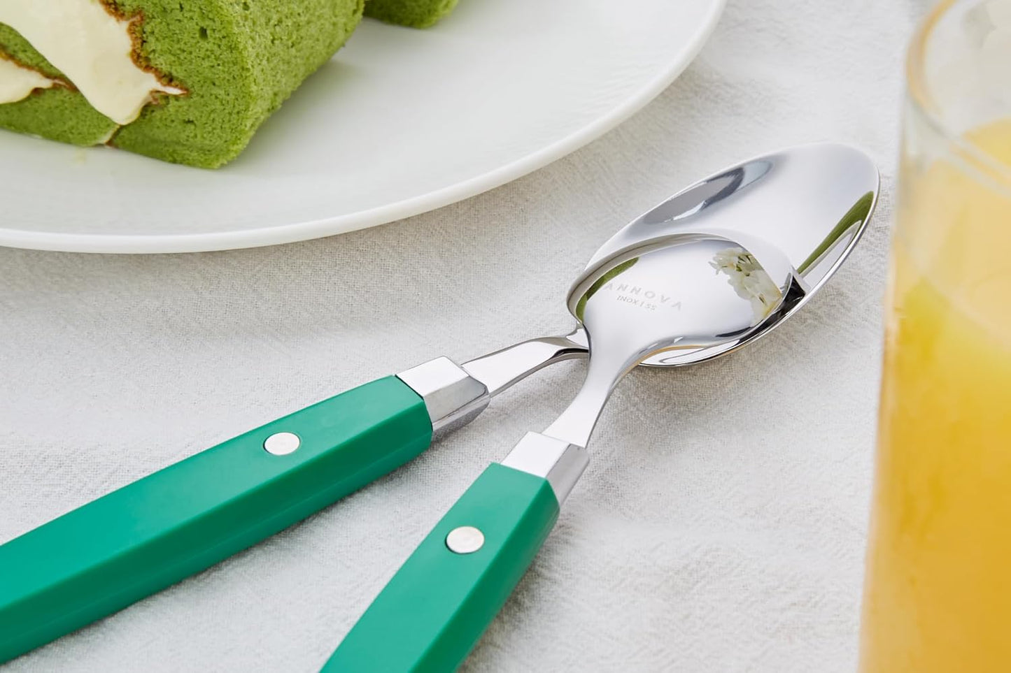 Annova 20-Piece Stainless Steel Mixed Cutlery Set in Green - Flatware NEW
