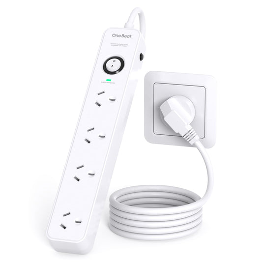 One Beat White Power Strip with Surge Protection and Single Switch NEW