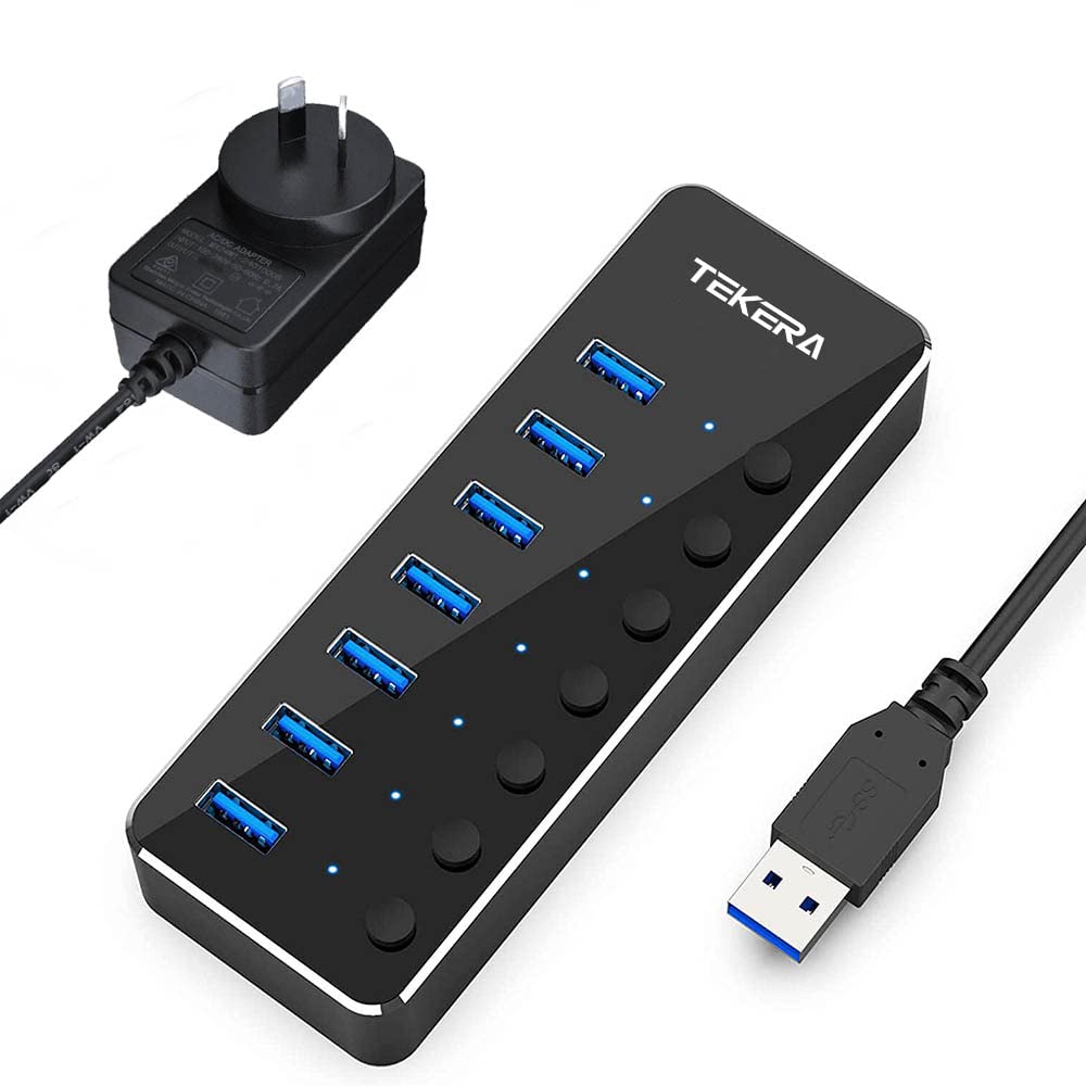 TEKERA 7-Port USB Hubs Powered USB 3.0 Hub Expander with Aluminum Alloy DEMO