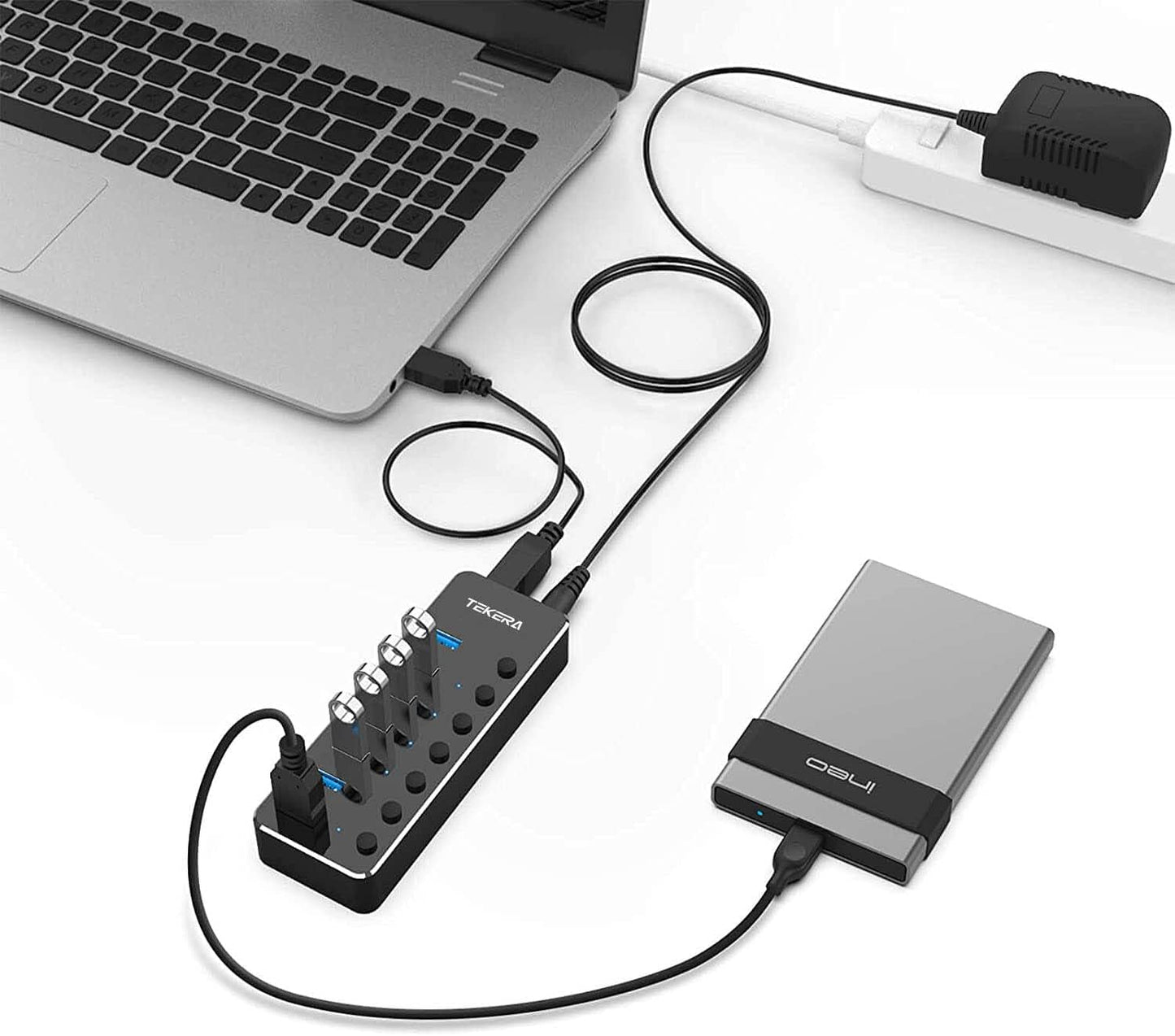 TEKERA 7-Port USB Hubs Powered USB 3.0 Hub Expander with Aluminum Alloy DEMO