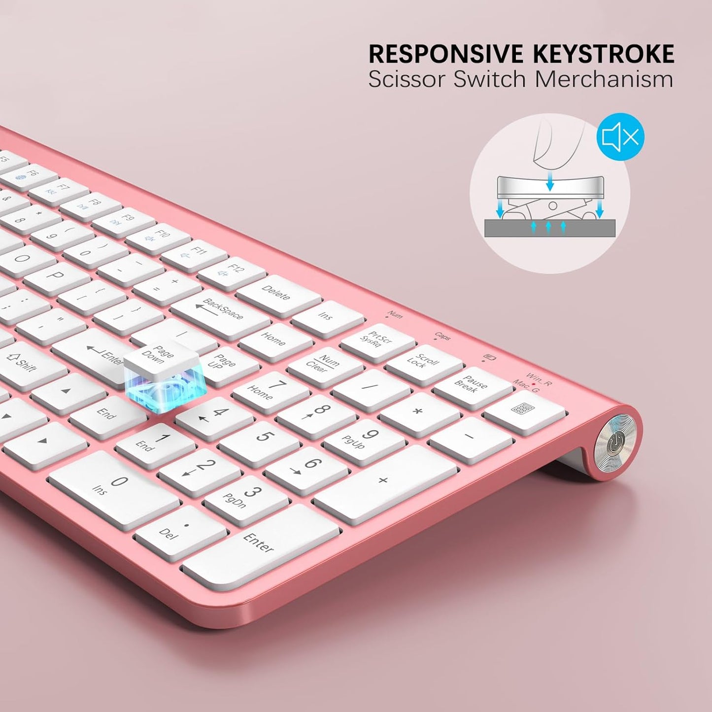 JOYACCESS Wireless Keyboards Keyboard USB & Type C 2-in-1 Receiver Pink NEW