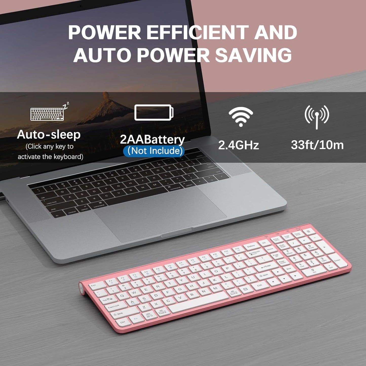 JOYACCESS Wireless Keyboards Keyboard USB & Type C 2-in-1 Receiver Pink NEW