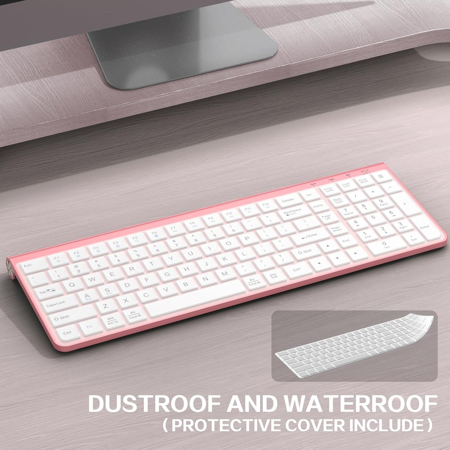 JOYACCESS Wireless Keyboards Keyboard USB & Type C 2-in-1 Receiver Pink NEW