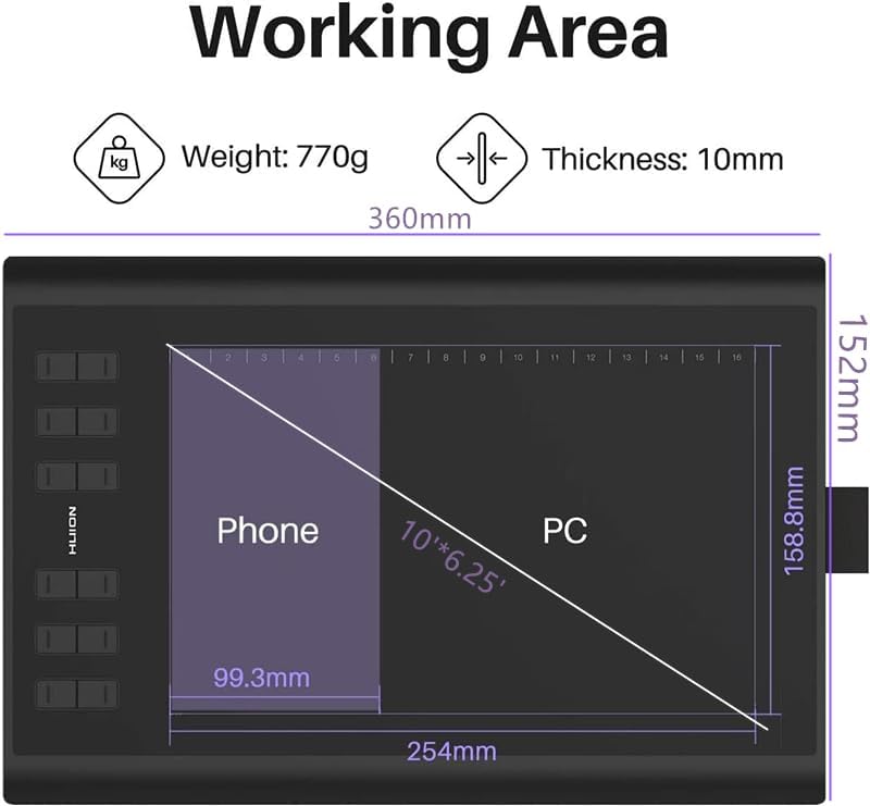 HUION Inspiroy Graphic Tablets H1060P Graphics Drawing Tablet 10 x 6.25 DEMO