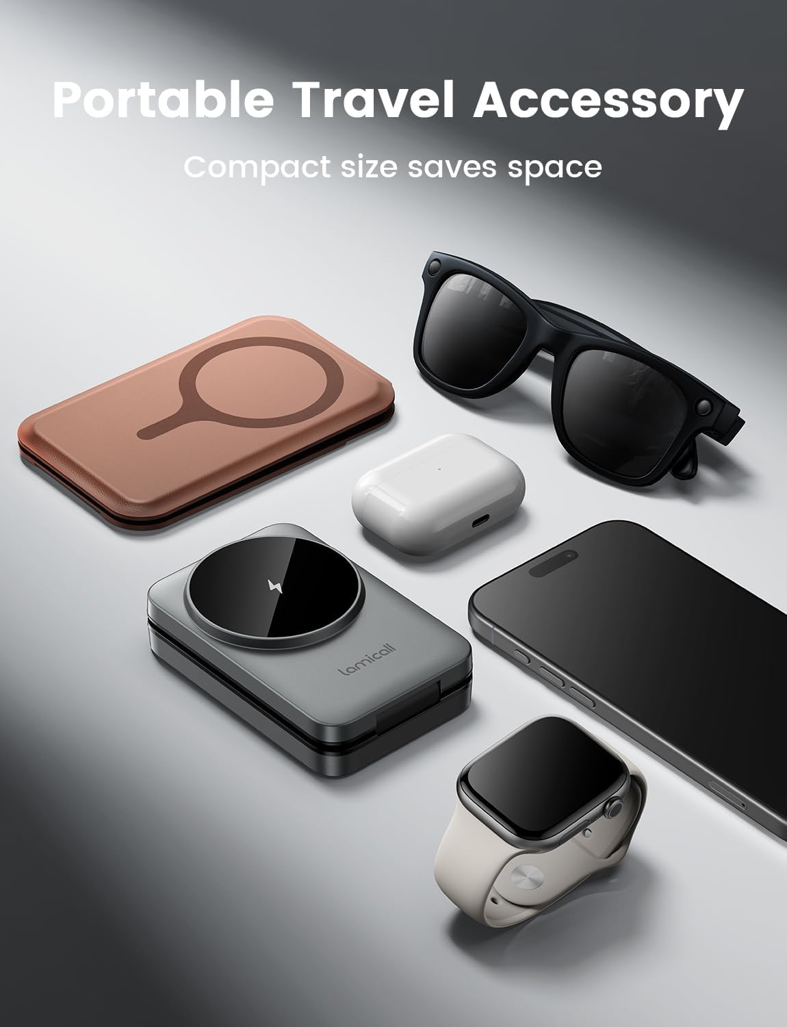 Lamicall 3-in-1 Wireless Charging Station Portable Induction Charger Grey DEMO