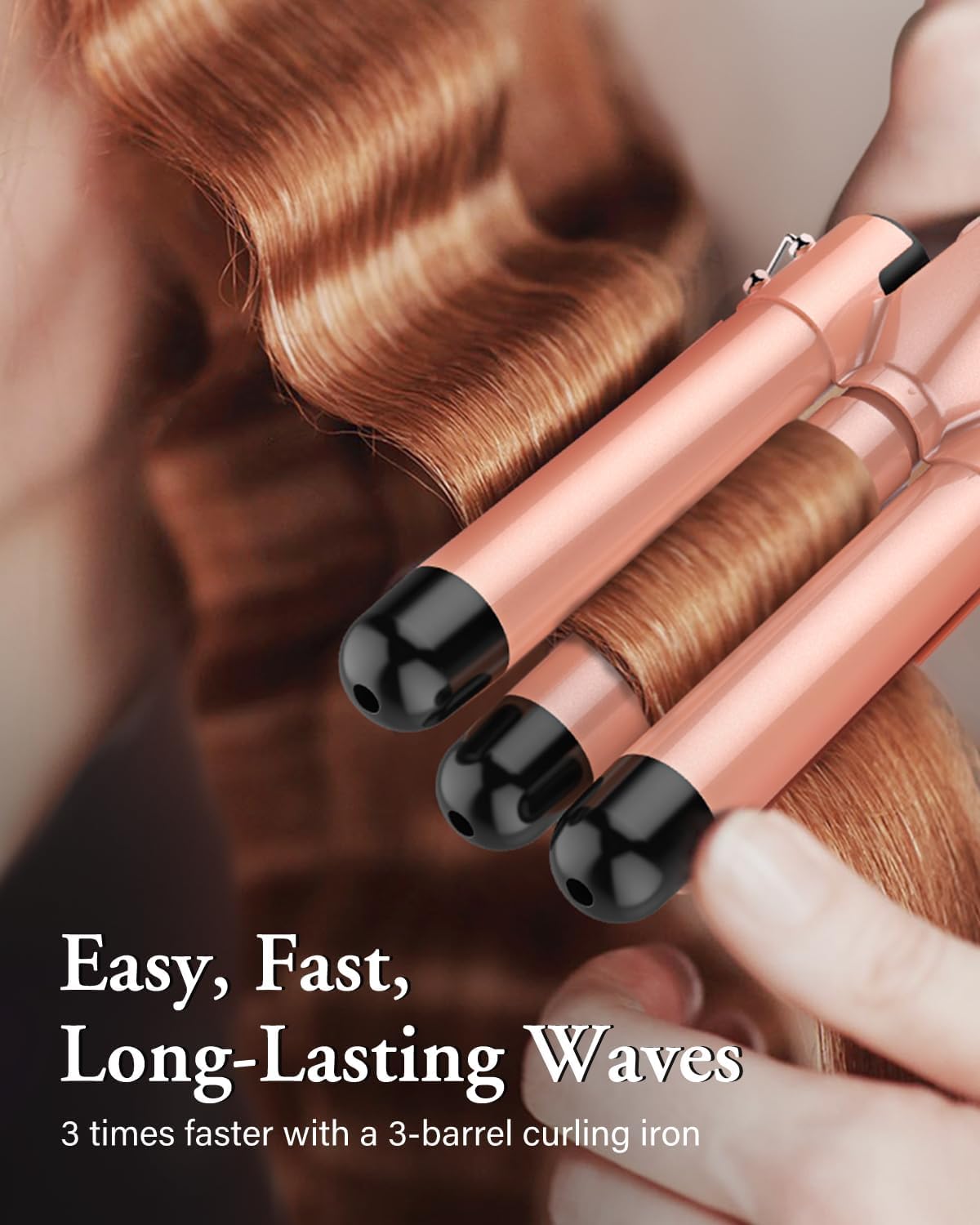 BESTOPE PRO 5-in-1 Rose Gold Curling Wand Set with 3 Interchangeable DEMO