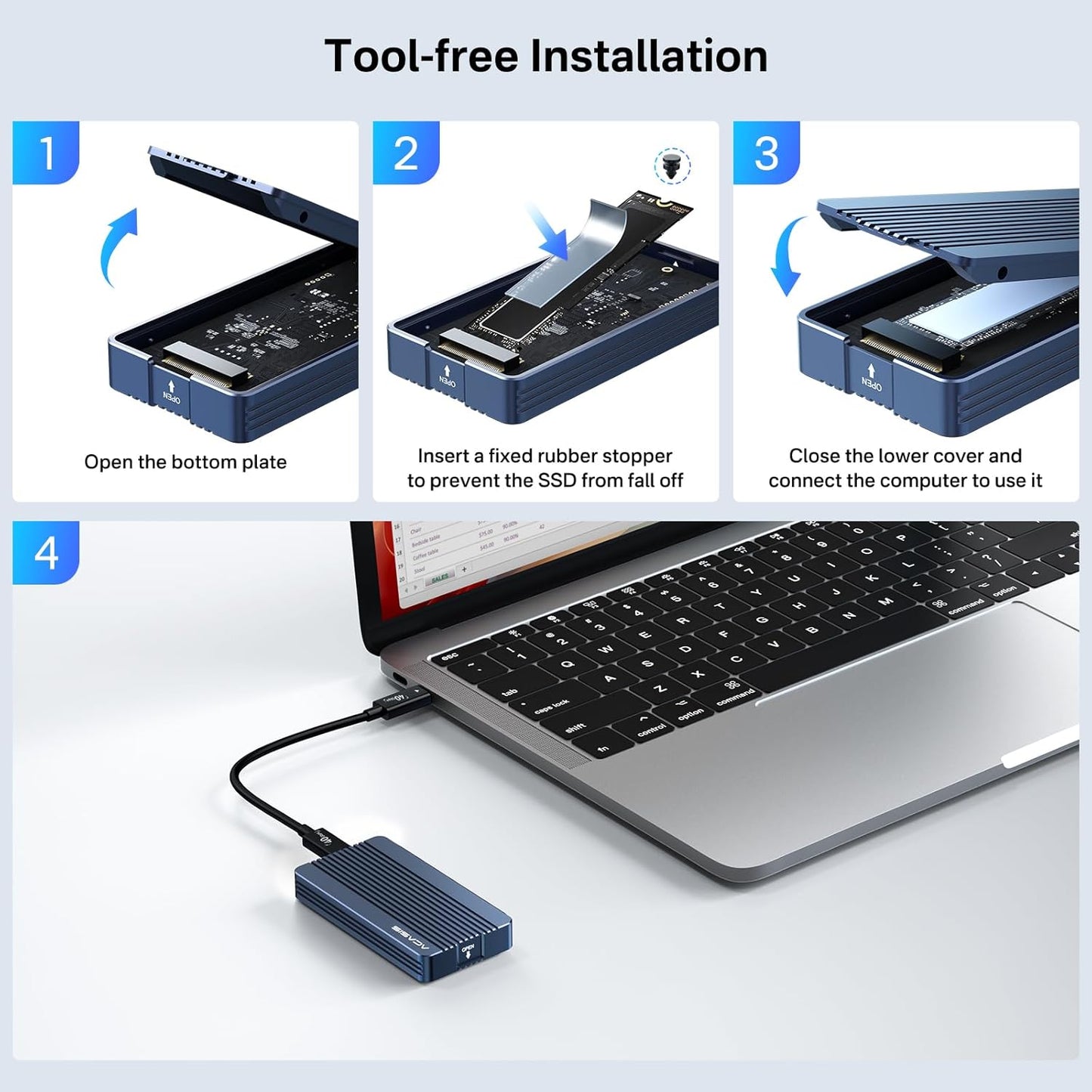 FREEGENE M.2 Enclosures NVMe SSD Enclosure with Cooling Fan, Space Grey, DEMO
