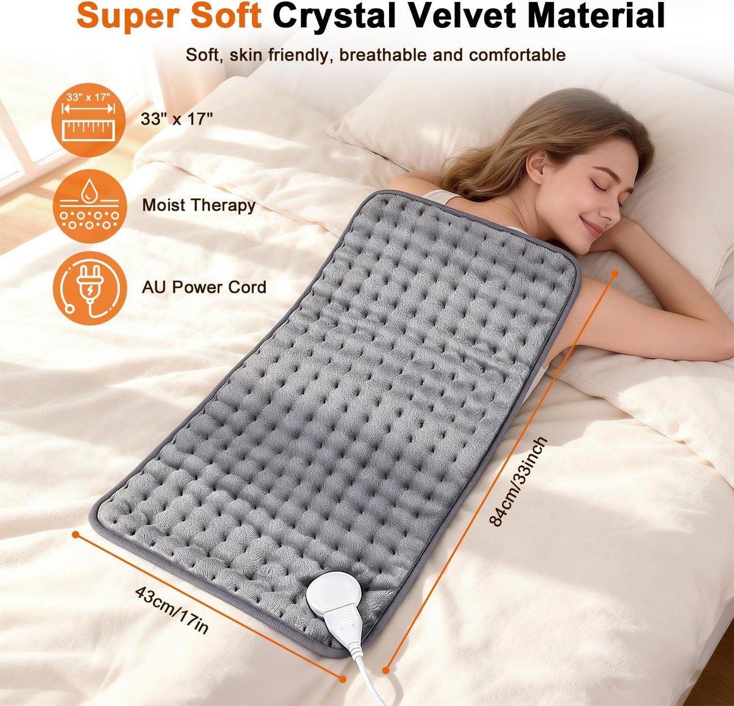 Necomi Grey Electric Heating Pad for Back Pain & Muscle Relief - Soothing DEMO