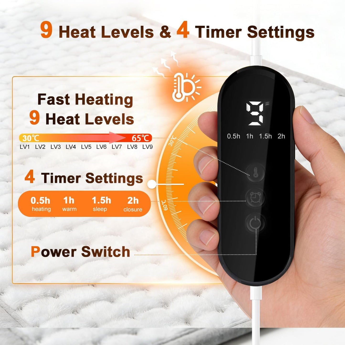 Necomi Grey Electric Heating Pad for Back Pain & Muscle Relief - Soothing DEMO