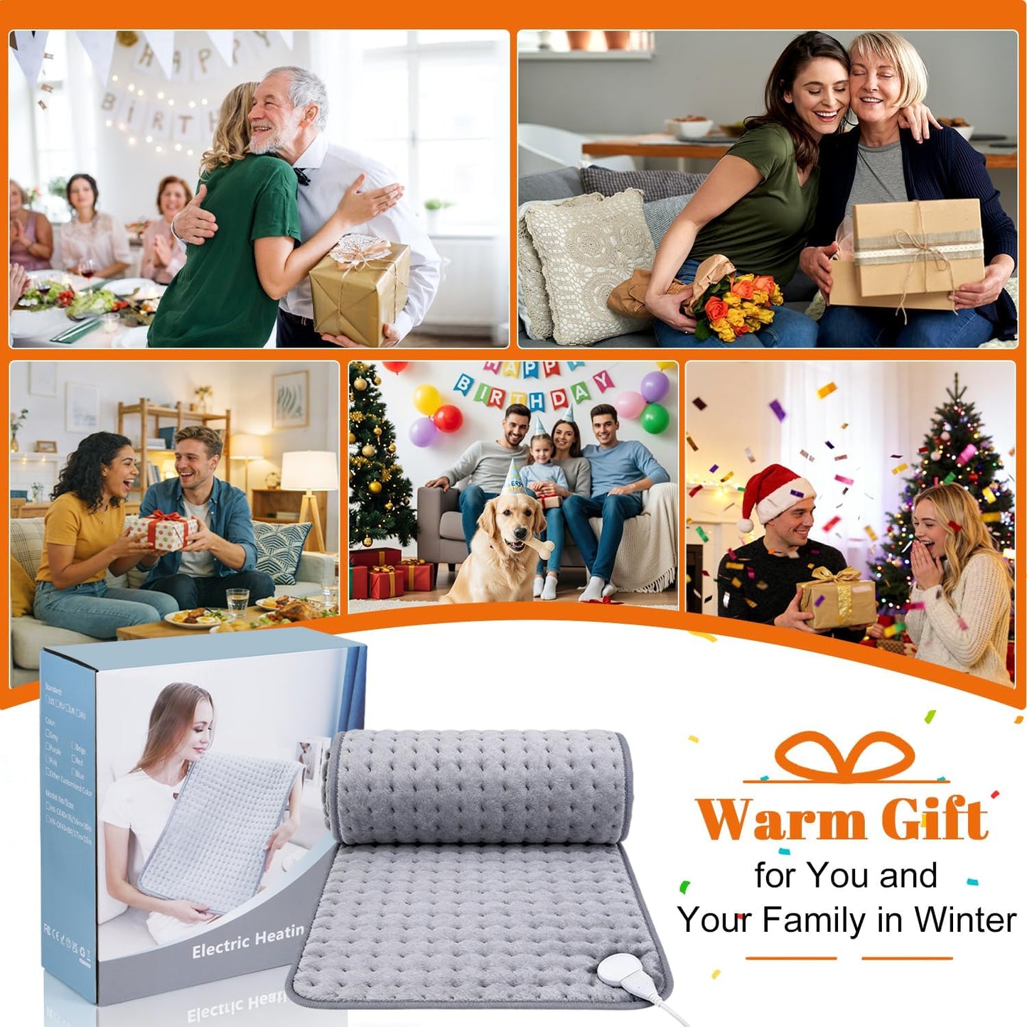 Necomi Grey Electric Heating Pad for Back Pain & Muscle Relief - Soothing DEMO