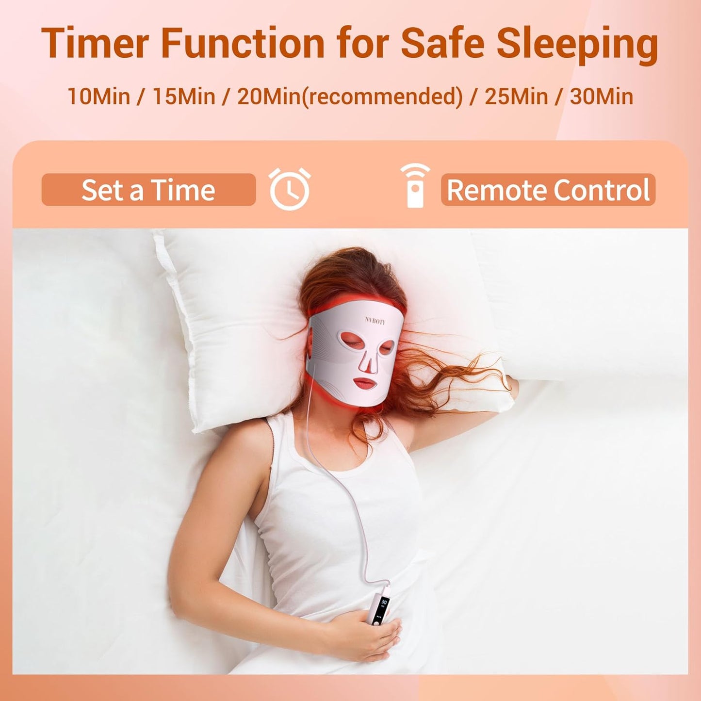NVBOTY LED Face Light Therapy Mask, 4 Modes, Portable Red Light, 1g Pack, DEMO