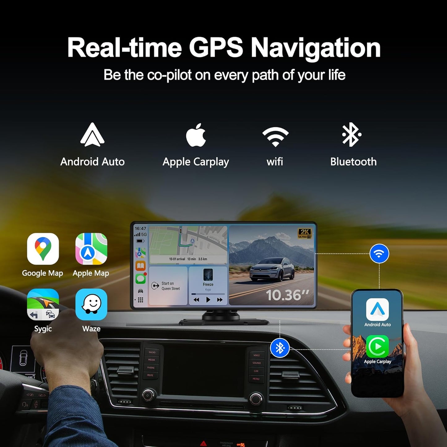 Plimpton L3 Portable On-Dash-Monitoring Car Screen with Dash Cam 10.36" HD DEMO