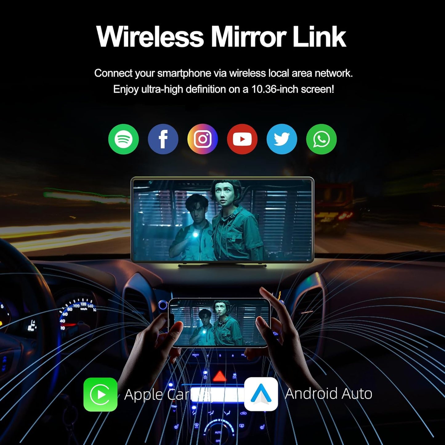 Plimpton L3 Portable On-Dash-Monitoring Car Screen with Dash Cam 10.36" HD DEMO