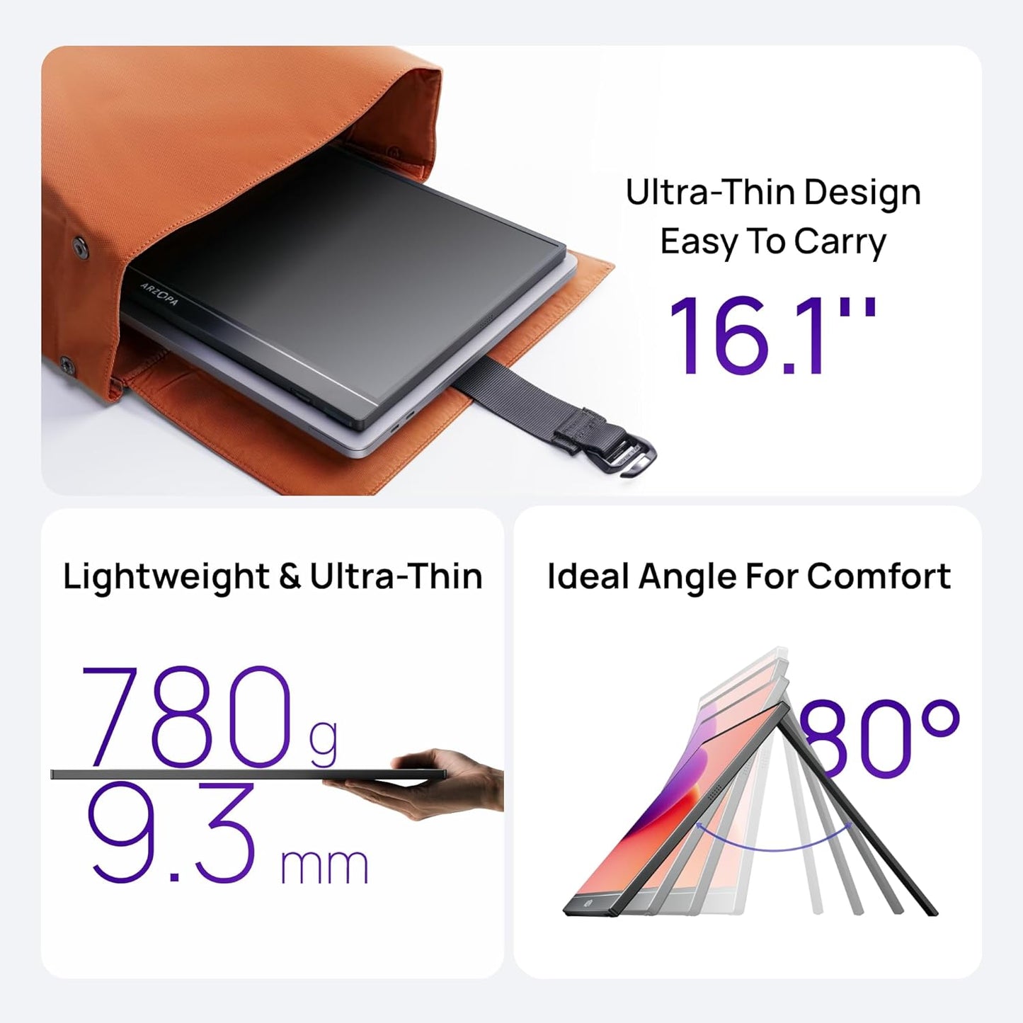 ARZOPA 16.1" Monitors FHD 1080P Portable Monitor with High Color Gamut and DEMO