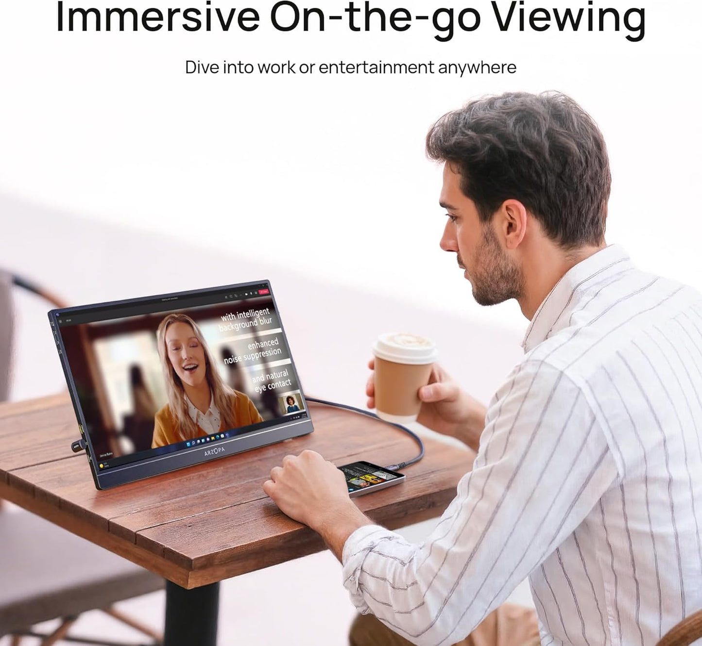 ARZOPA 16.1" Monitors FHD 1080P Portable Monitor with High Color Gamut and DEMO