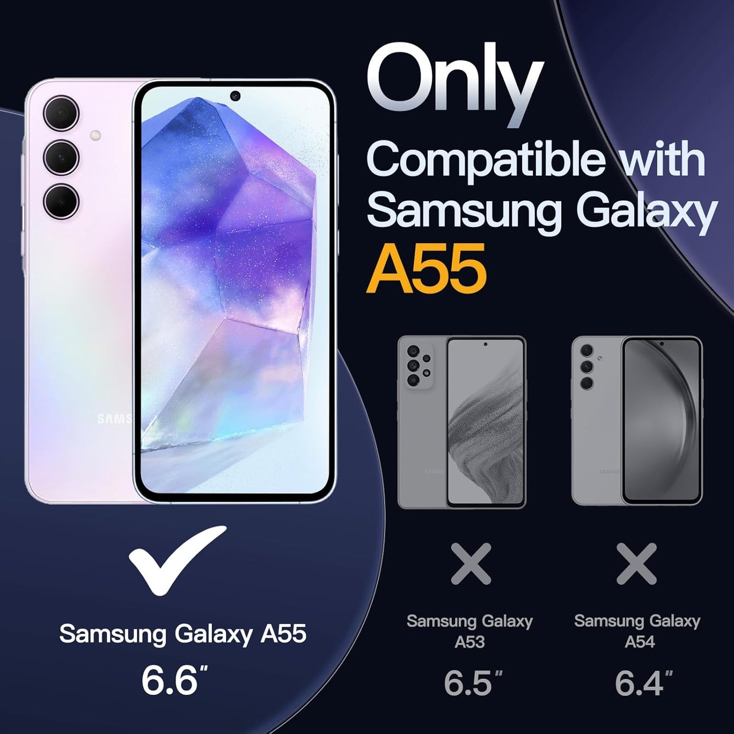 JETech 3-in-1 Basic Cases Case for Samsung Galaxy A55 5G with 2-Pack Screen NEW