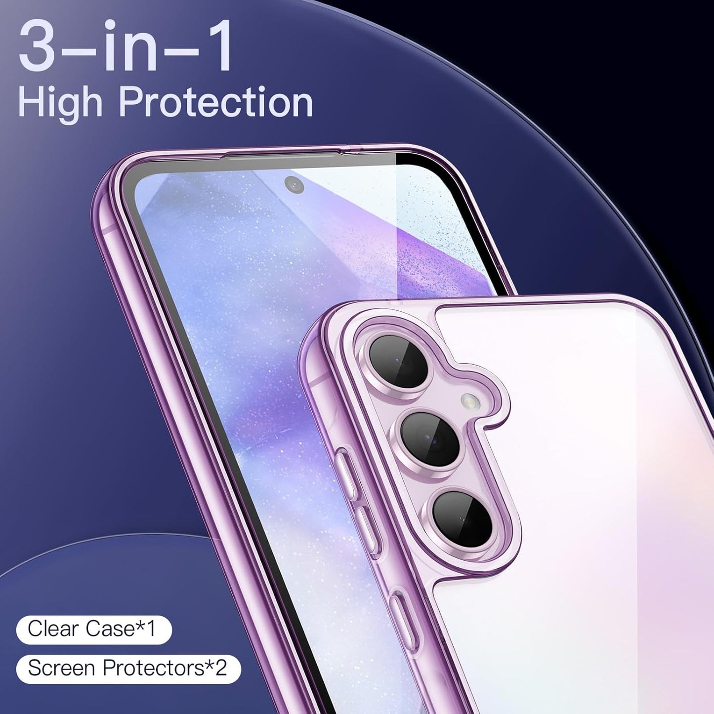 JETech 3-in-1 Basic Cases Case for Samsung Galaxy A55 5G with 2-Pack Screen NEW