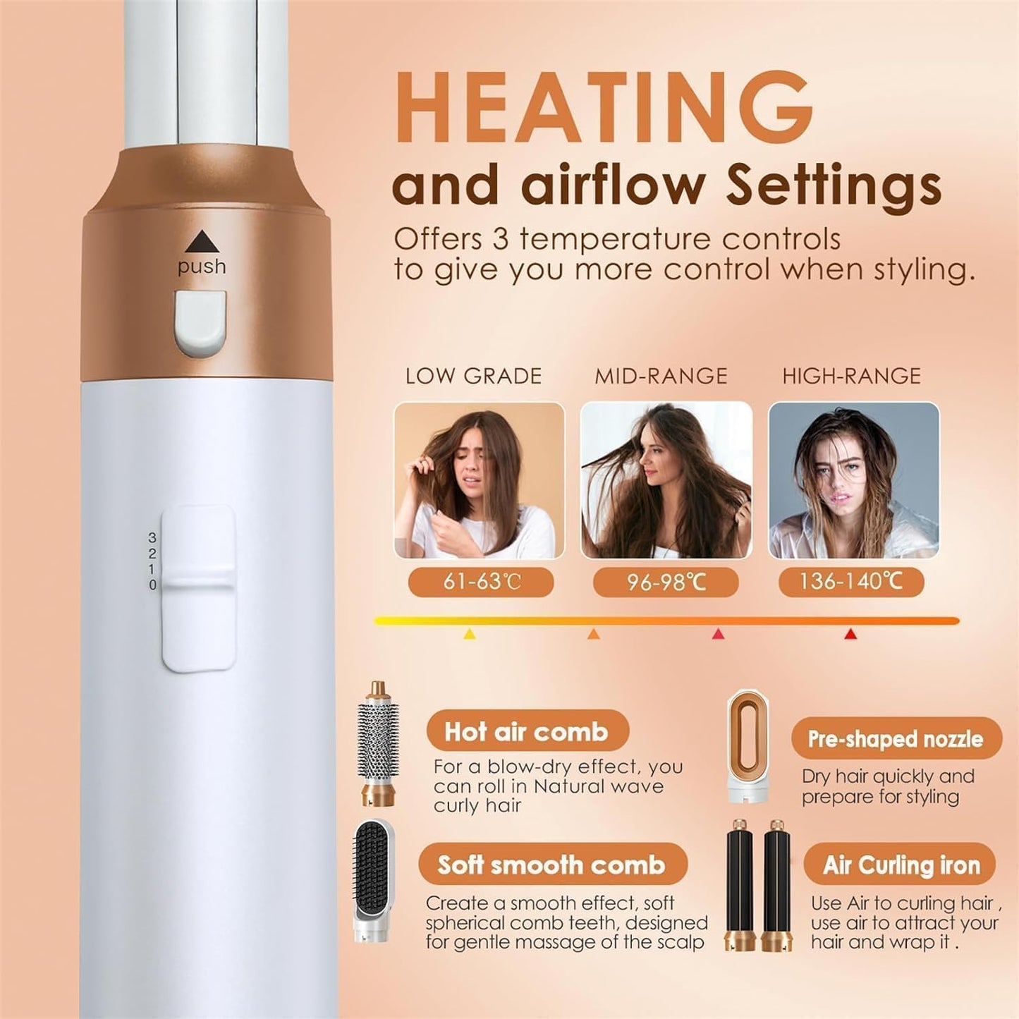 Baseau 5-in-1 Blow Dryer Brush Set Detachable Hot Air Curler Ceramic DEMO