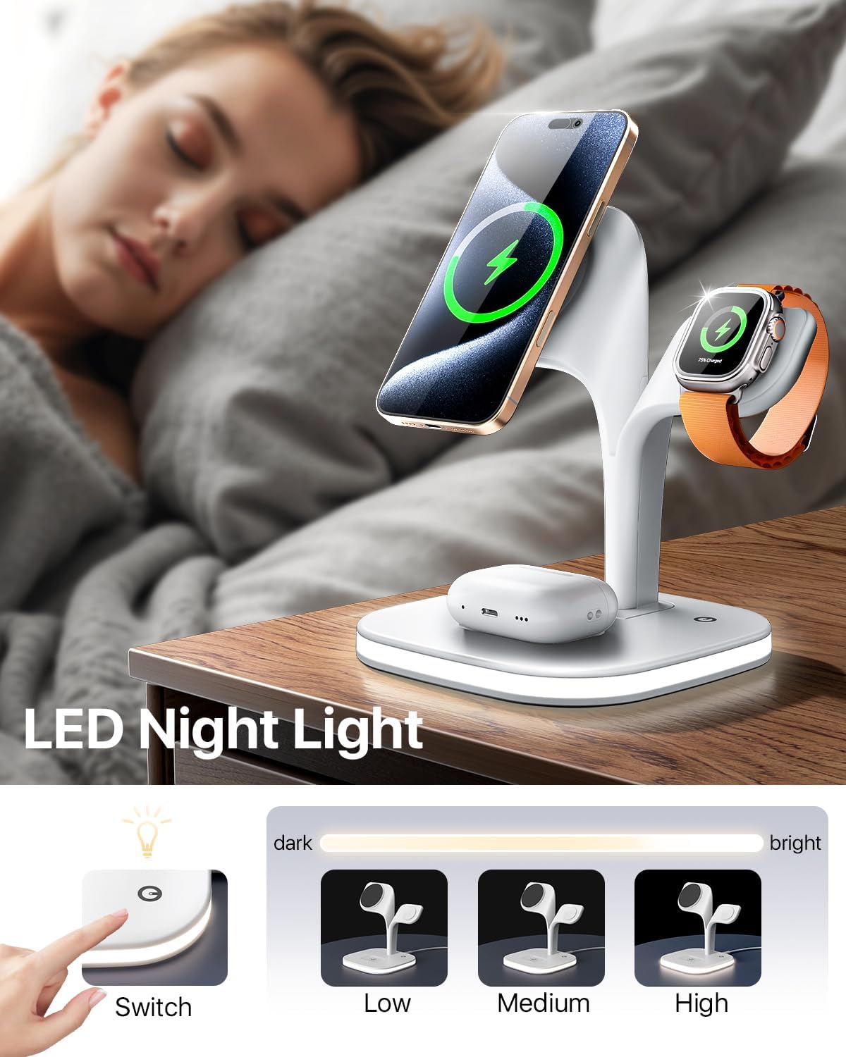 EXW 3-in-1 Induction Chargers Magnetic Wireless Charging Station for DEMO
