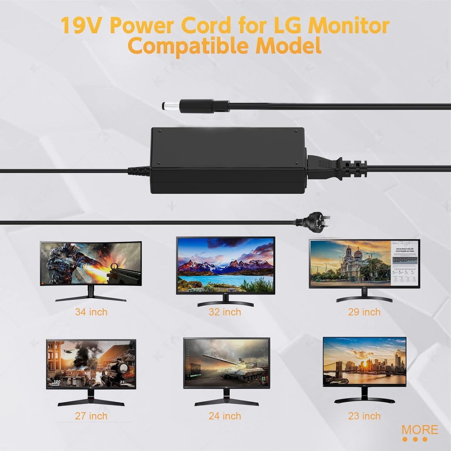 GTGUGR 19-34 Inch LCD TV Power Supply Charger, Black, Shopify Optimized NEW