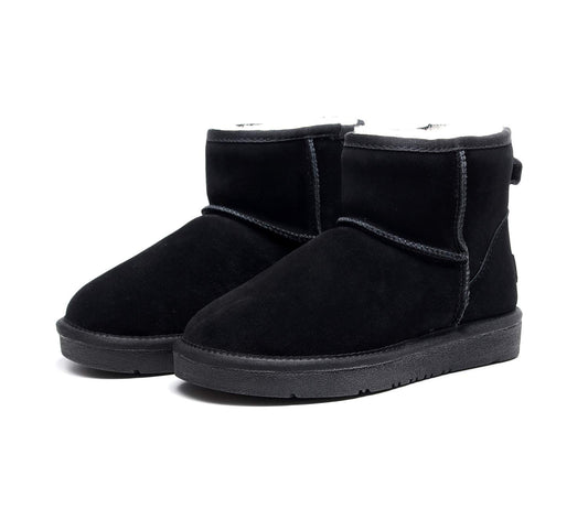 UGG Mini Classic Ankle Boots, Water Resistant Sheepskin Black Unisex L10 M8 NEW