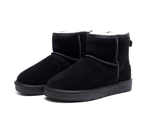UGG Mini Classic Ankle Boots, Water Resistant Sheepskin Black Unisex L10 M8 NEW