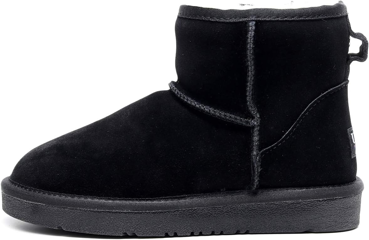 UGG Mini Classic Ankle Boots, Water Resistant Sheepskin Black Unisex L10 M8 NEW