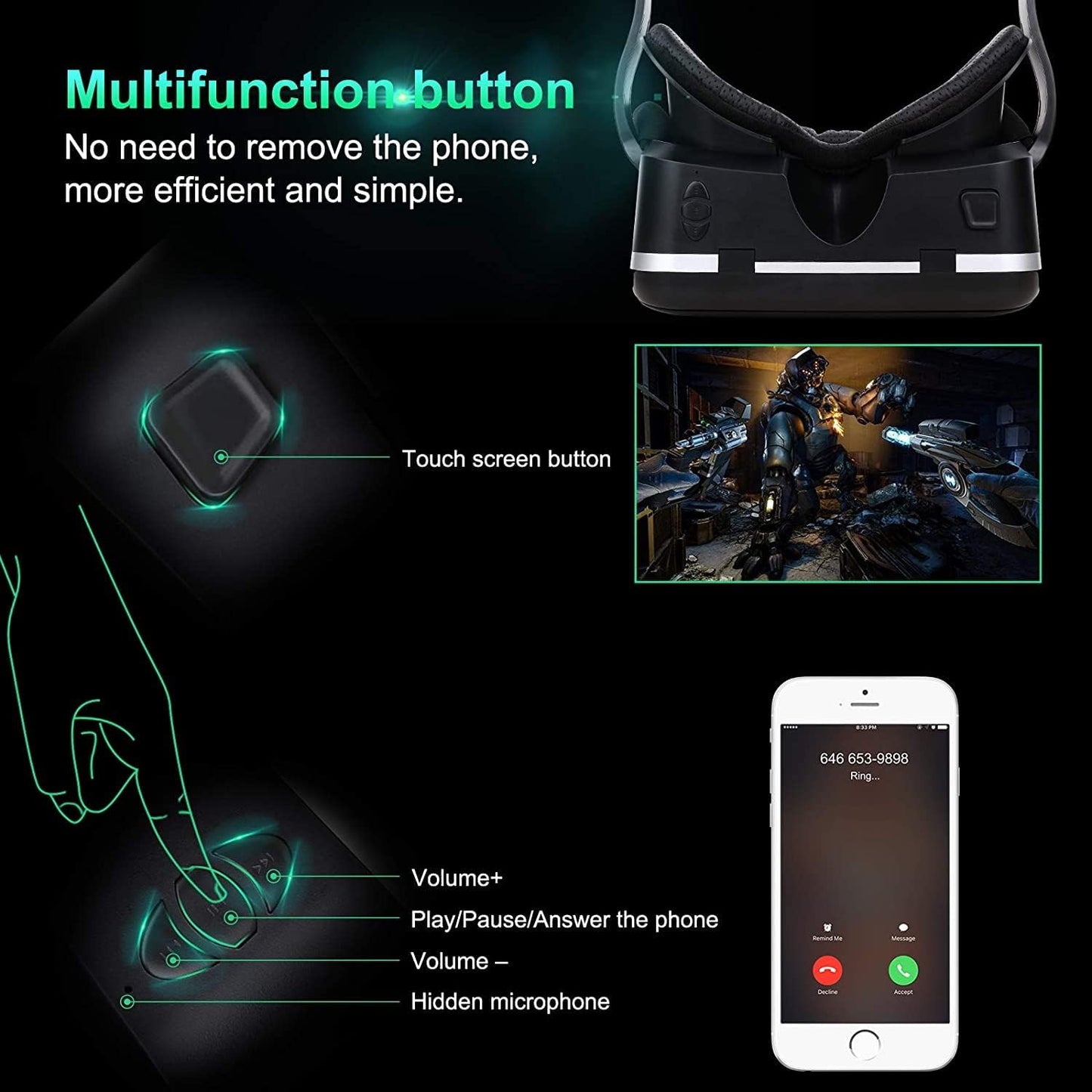 YinCaiCheng VR Accessories Headset with Remote Controller HD 3D Virtual DEMO