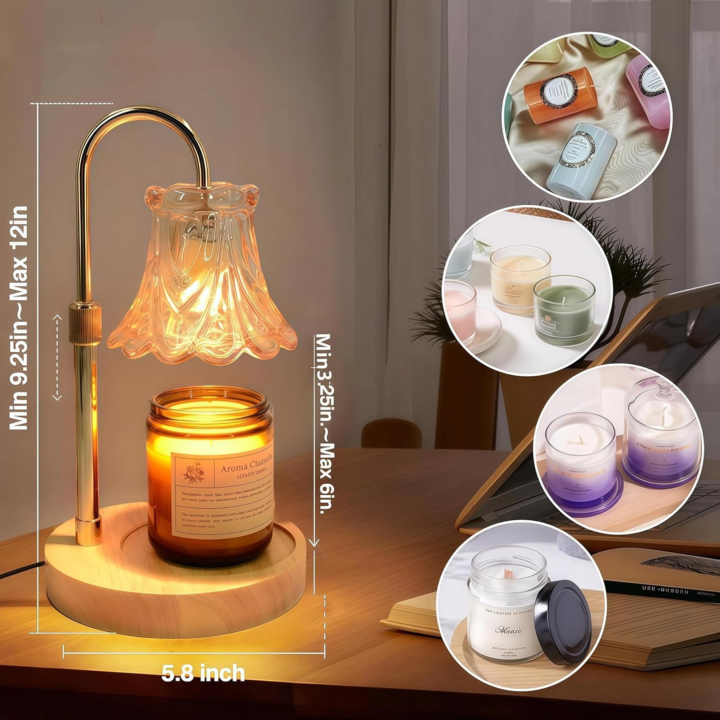 Suewow Flower Candle Warmer Lamp with Timer & Dimmer Adjustable Height DEMO