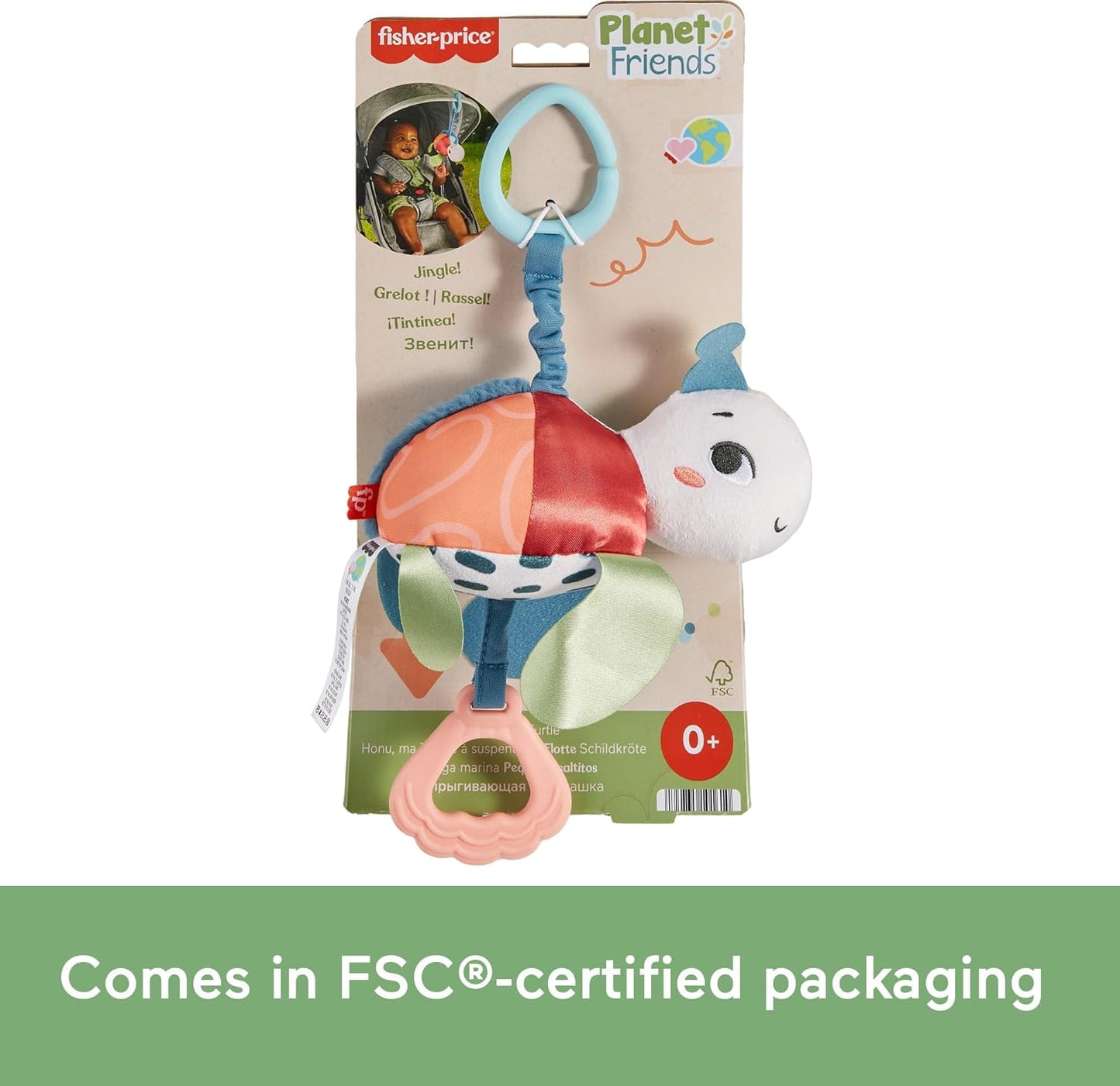 Fisher-Price Baby Stroller Plush Se Me Bounce Turtle Toy, Small Accessory NEW