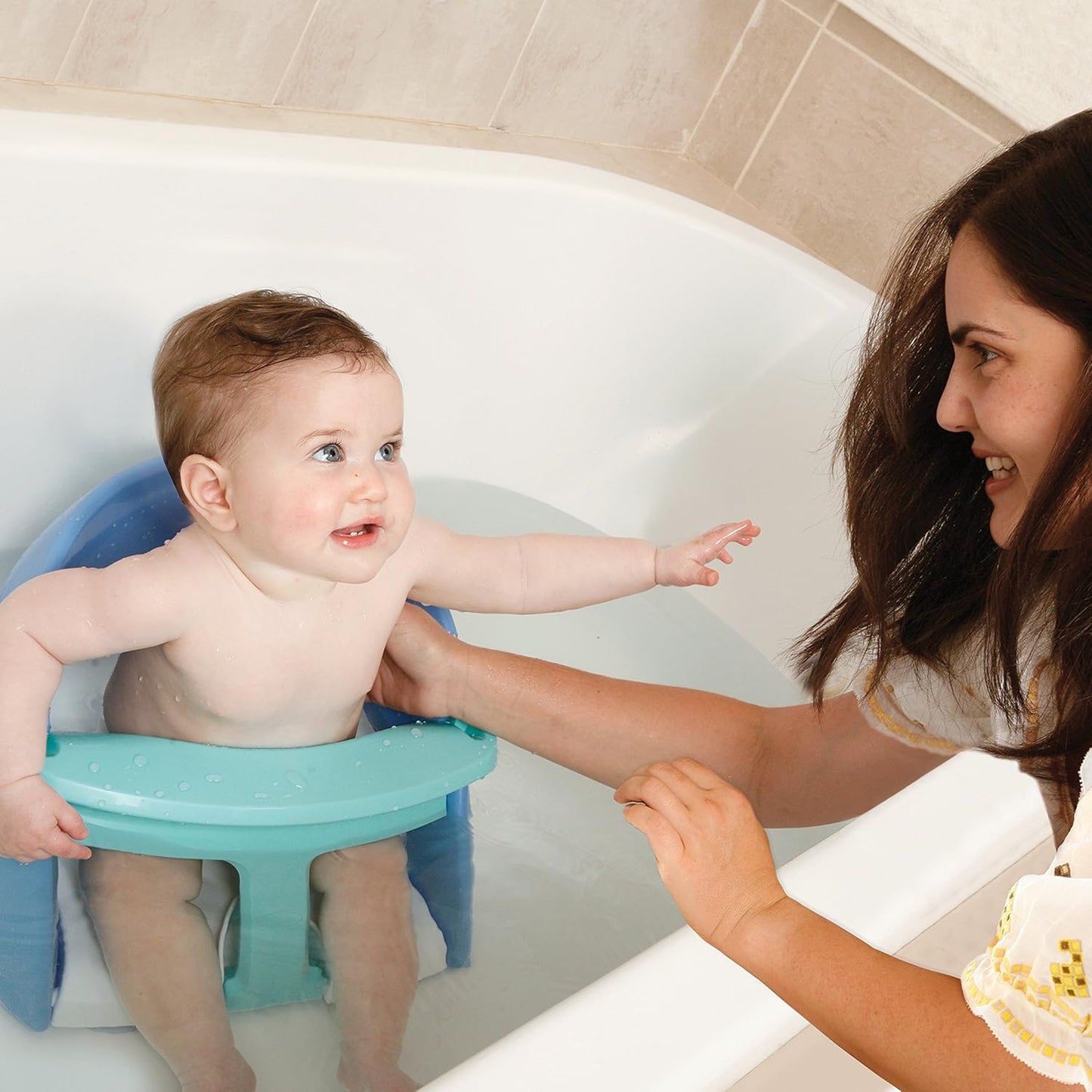 Dreambaby Premium Baby Bath Seat Comfortable Aqua Blue Toddler Support NEW