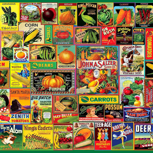 Vintage 1000 Piece Jigsaw Puzzle - Antique Seed Packets Hobby Game NEW