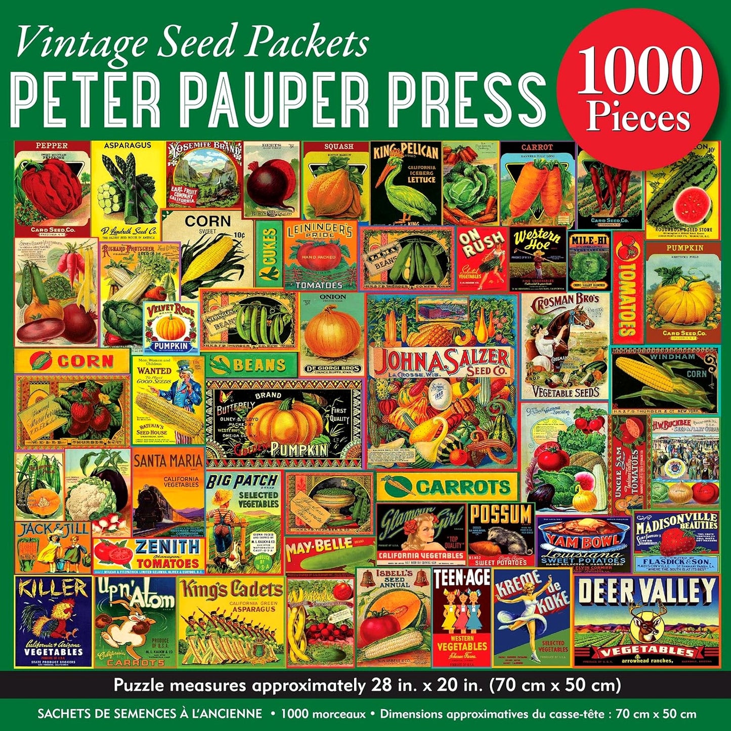 Vintage 1000 Piece Jigsaw Puzzle - Antique Seed Packets Hobby Game NEW